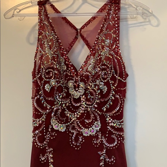 Dancing Queen Burgundy Prom Dress - Picture 3 of 8